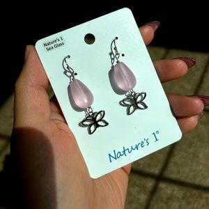 Gorgeous Pink Sea Glass Butterfly Earrings